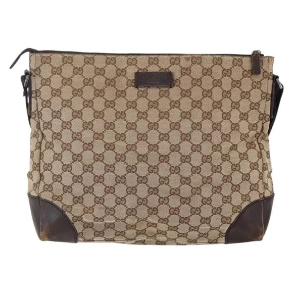 GUCCI GG Canvas Shoulder Bag Beige Silver 110054 Auth 151886 - Picture 2 of 16